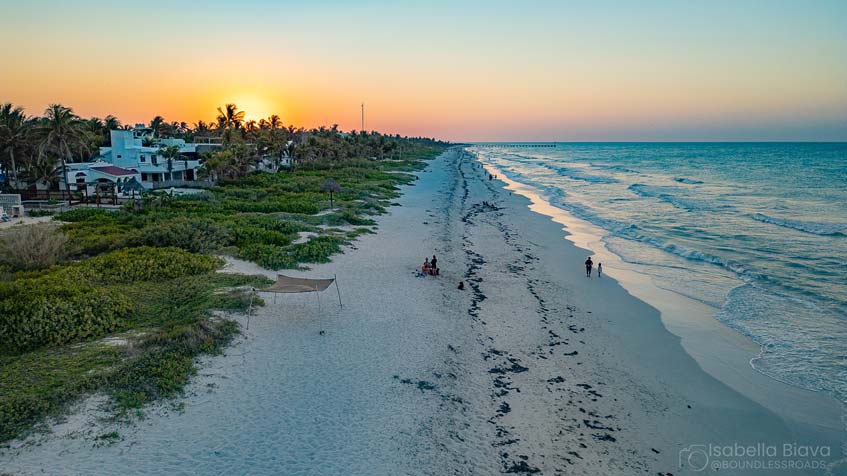 El Cuyo beach at sunset