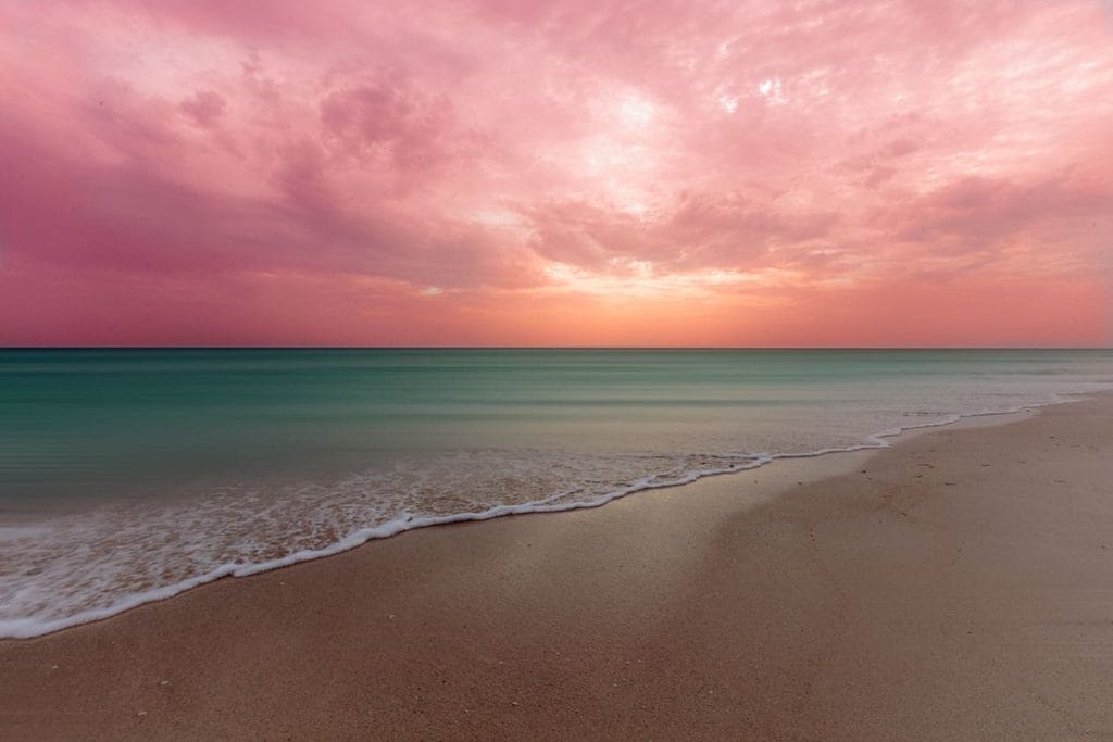 EL cuyo Yucatan beach with pink sky