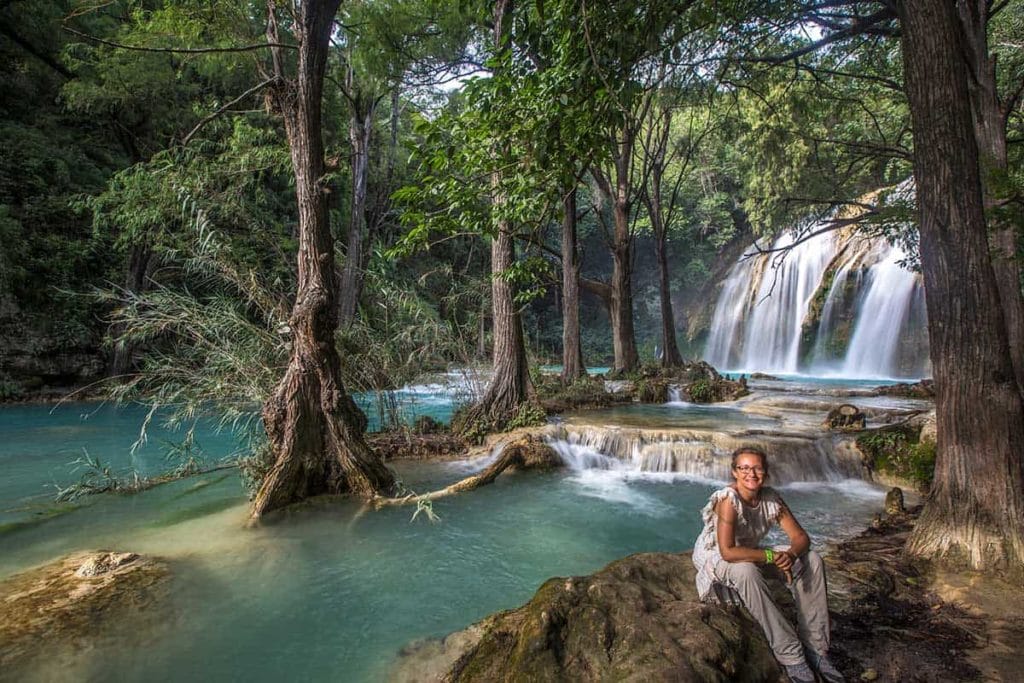 el chiflon waterfall I am sitting down on the right corner