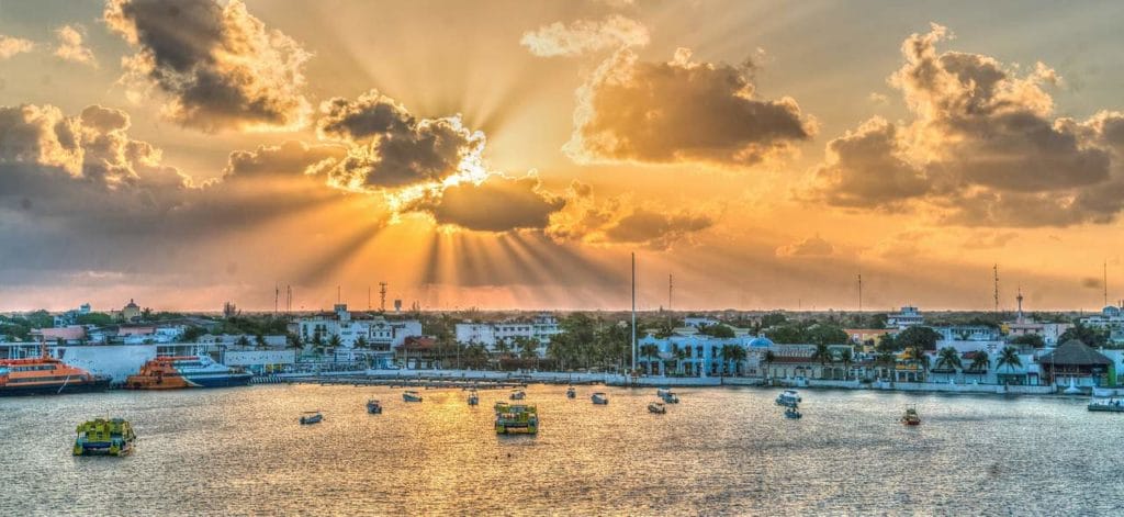 sunrise, sun rays, cozumel