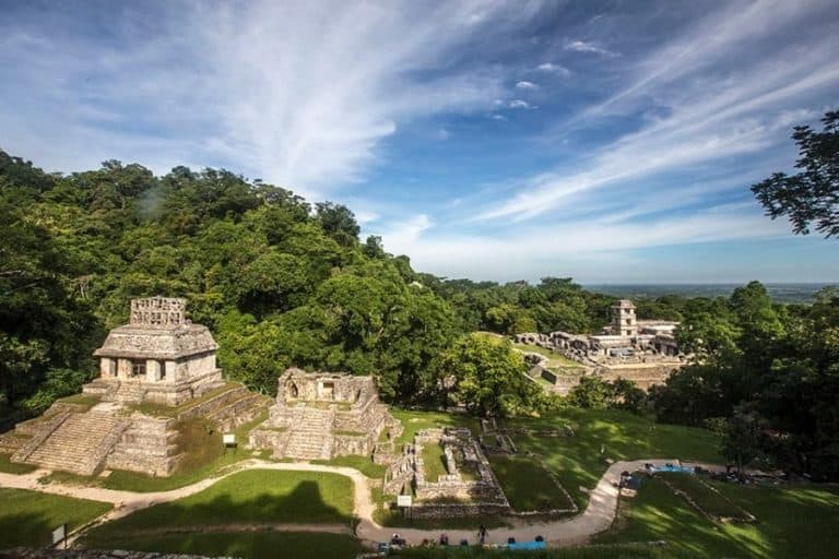 Palenque archeological site in a tropical forest