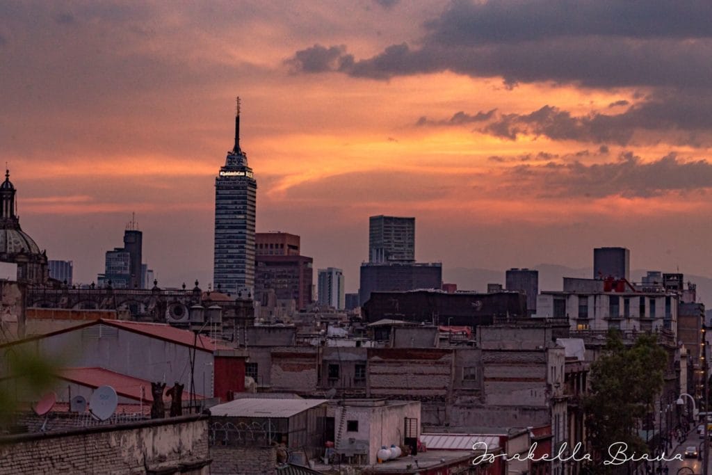 TORRE LATINO AMERICANA VIEW FROM A ROOF TOP AT SUNSET
