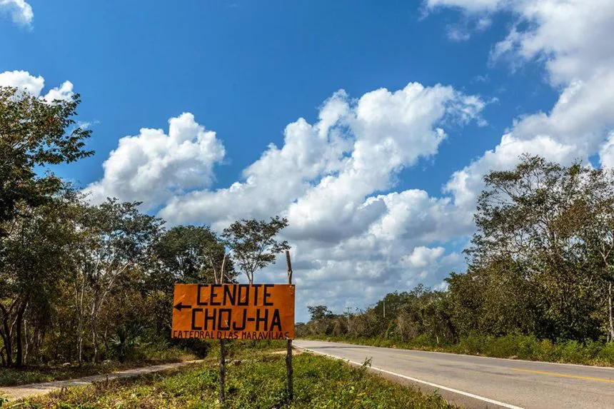 CENOTE ENTRANCE FROM THE MAIN ROAD