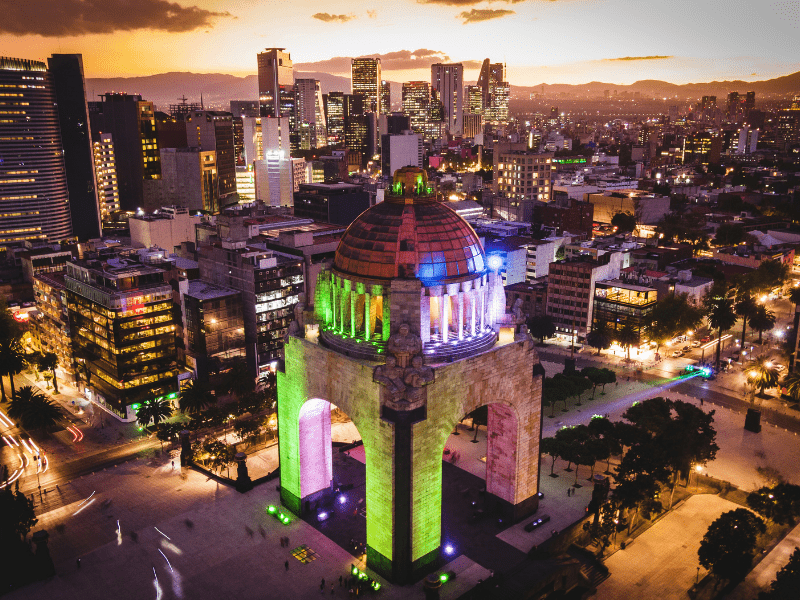 monument in mexico city aerial view
