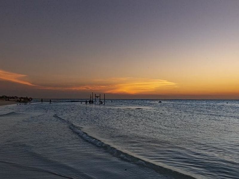 san pancho beach in riviera nayarit at sunset