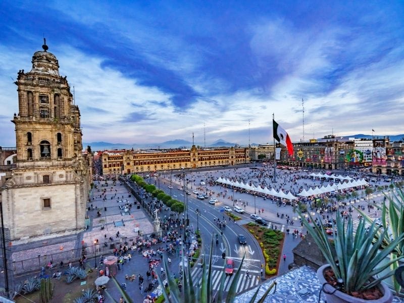 zocalo CDMX from a roof top view