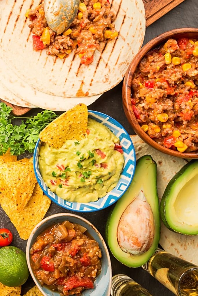 Mexican dishes and avocado