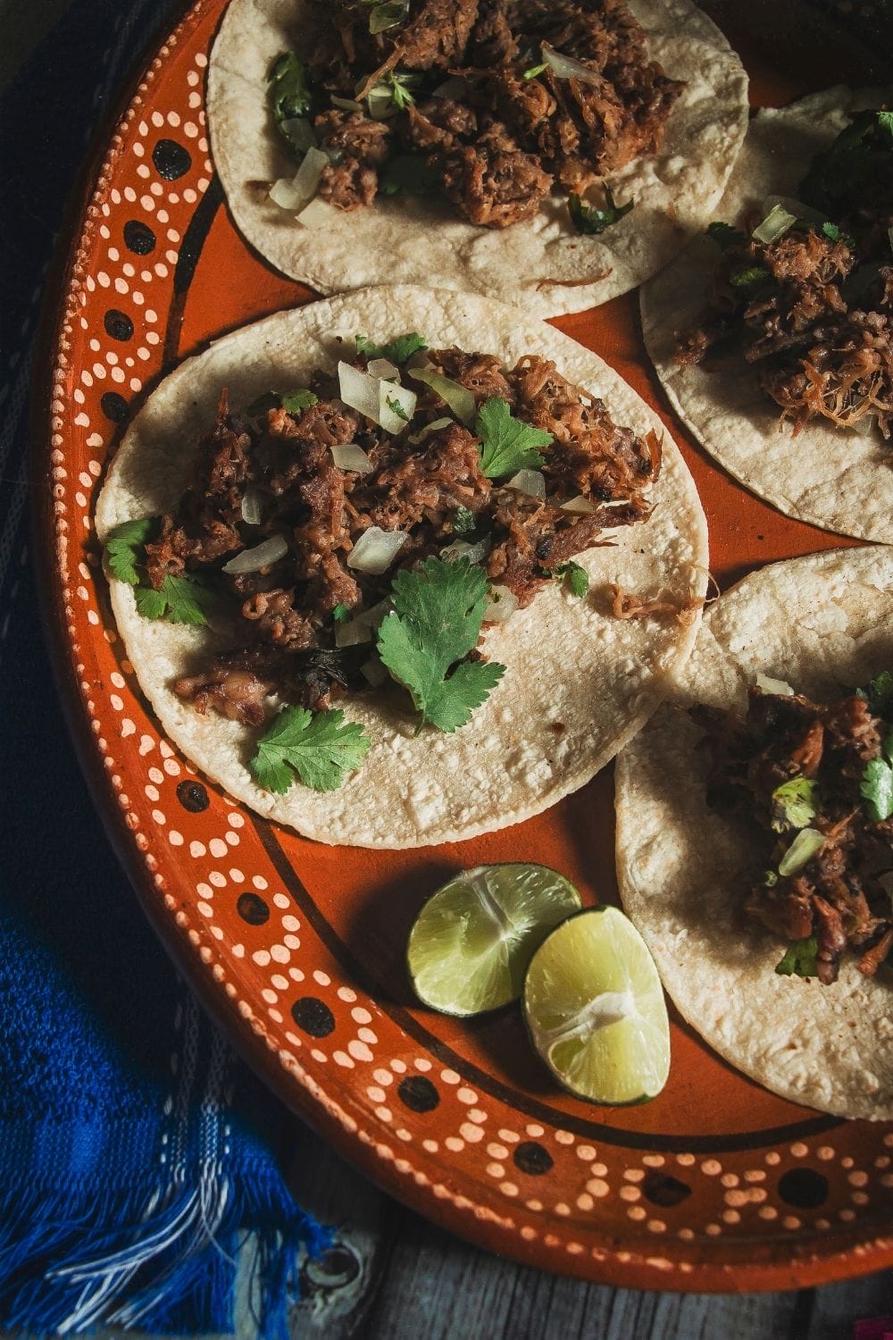 Mexican tacos in a typical plate