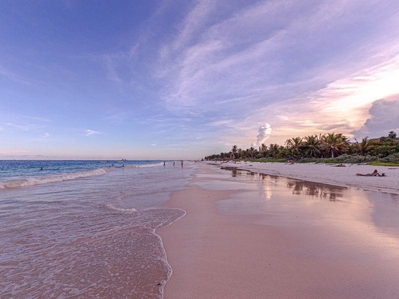 Cancun beach at sunset