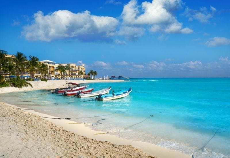 Playa del Carmen boats on the beach