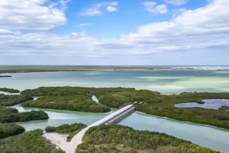 Siaan Ka'an biosphere aerial street and canals view