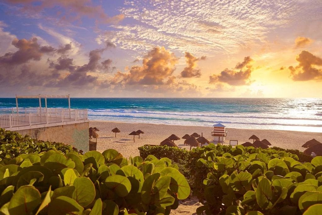 Cancun beach sunrise