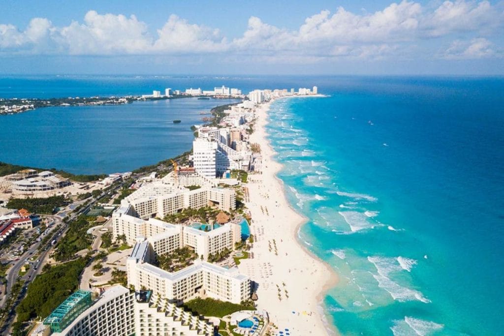 Cancun Lagoon Beach Aerial View