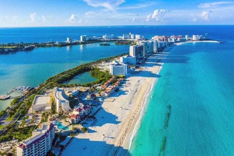 Lagoon in Cancun Aerial View