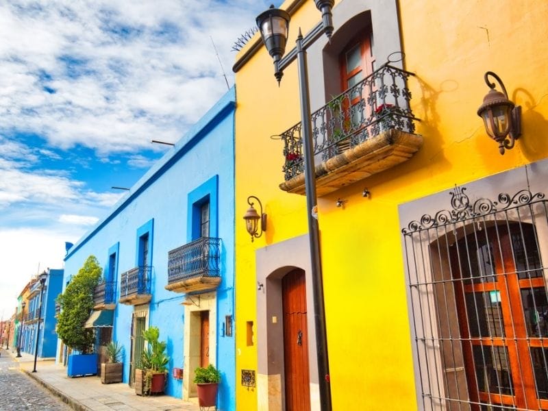 Oaxaca center colorful homes