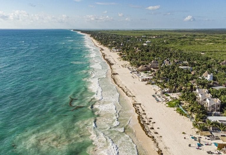 Tulum Beach aerial view