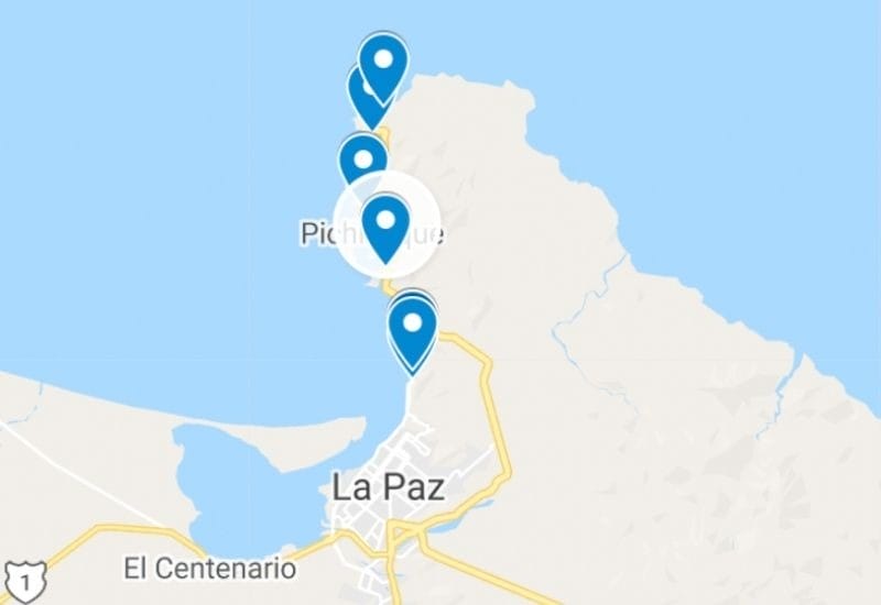 Map of the best beaches of la paz