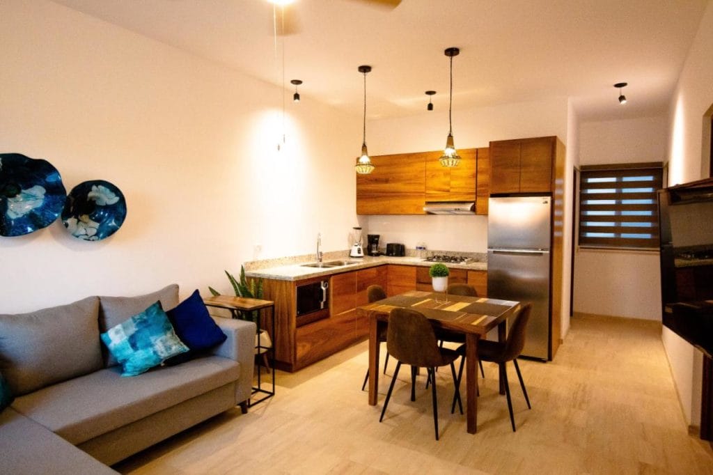 Luxury living room and kitchen  in an apartment 