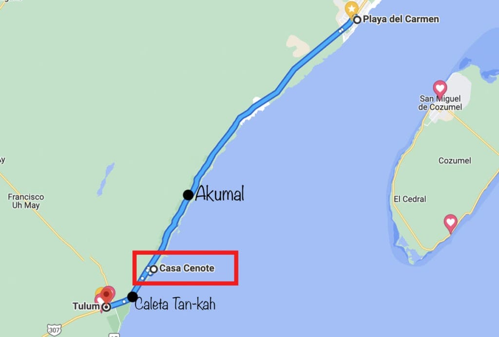Casa Cenote map