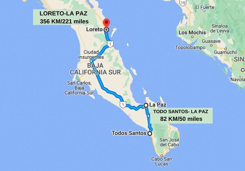 LORETO TO LA PAZ MAP