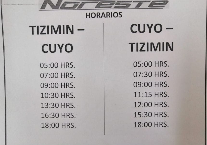 Noreste bus schedule 