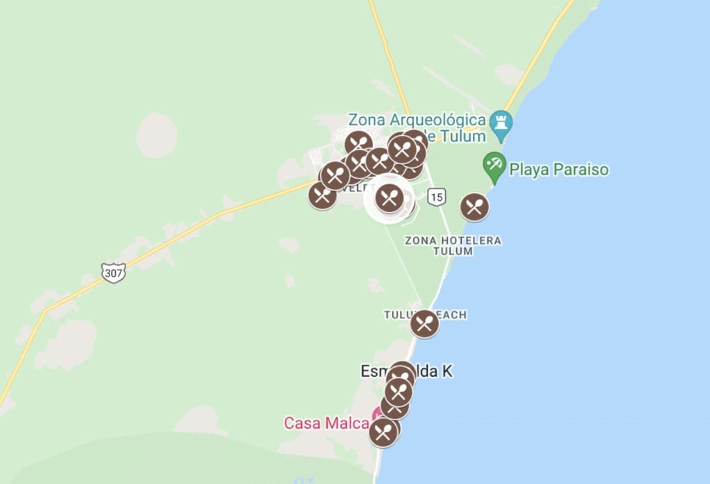 Restaurant in Tulum Map