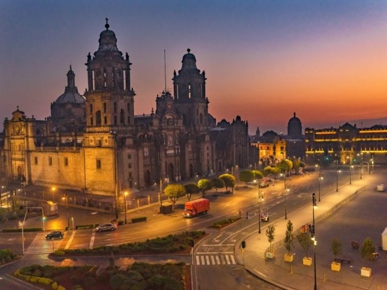 Mexico city zocalo By night