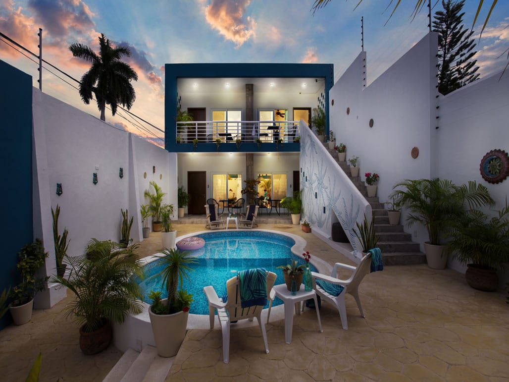 Sting ray villa at night 