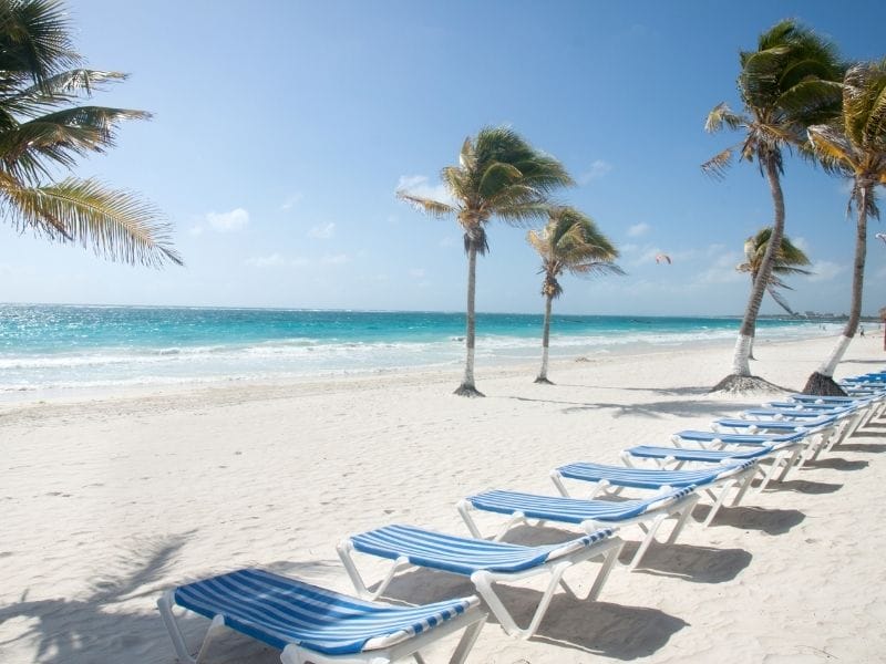Tulum beach sunbeds
