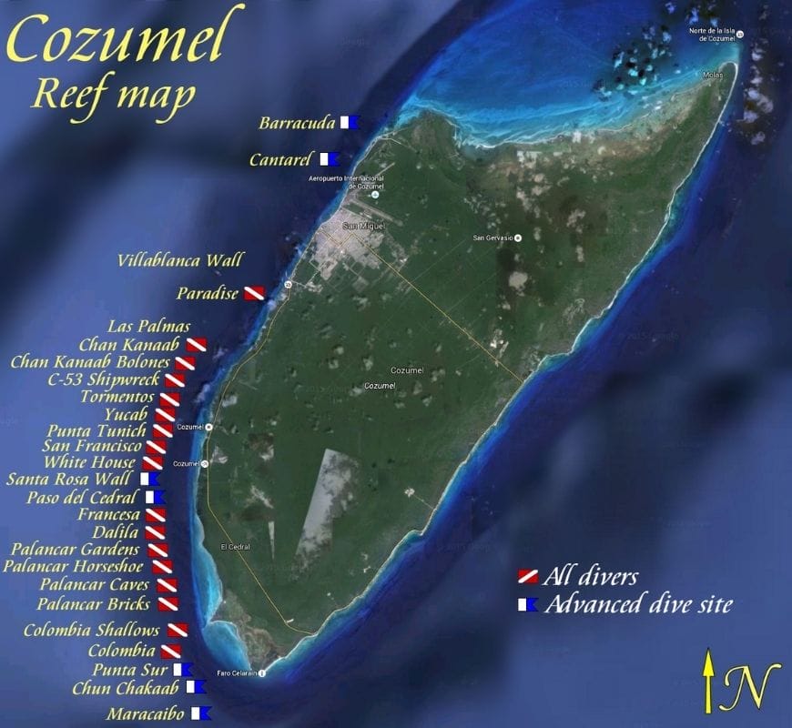 Mexico dive site map