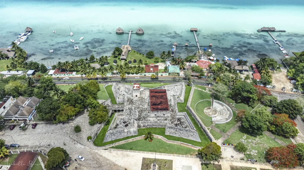 Bacalar old fort drone view