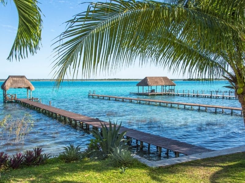 Bacalar platforms and cabañas