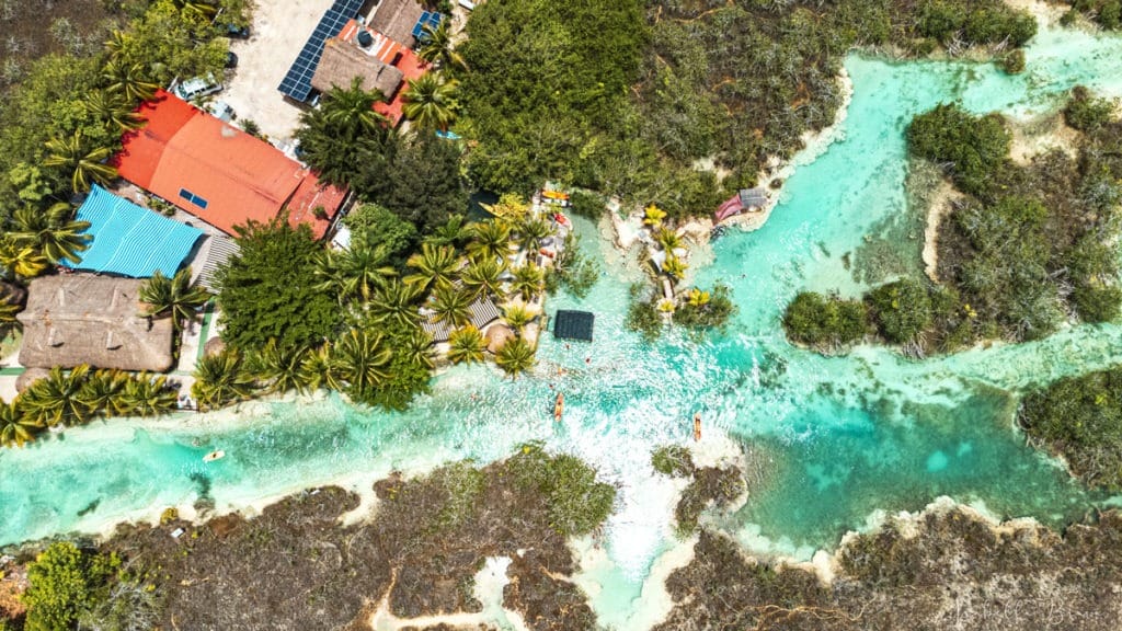 Bacalar los rapidos aerial views