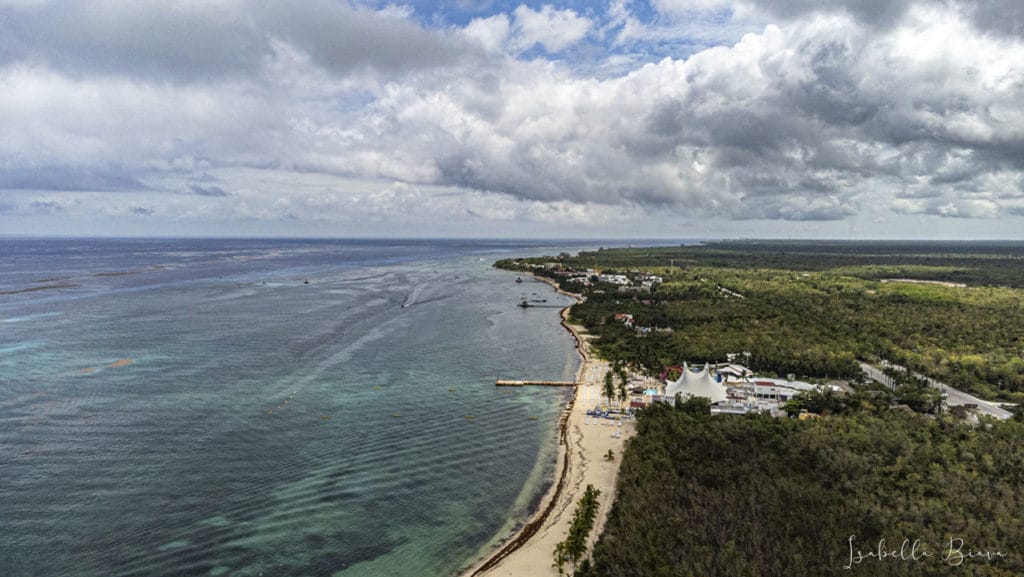 Cozumel aerial. view with drone - caribbean coast