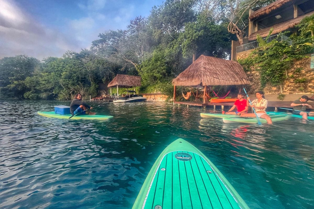 Paddleboarding in Bacalar Mexico 