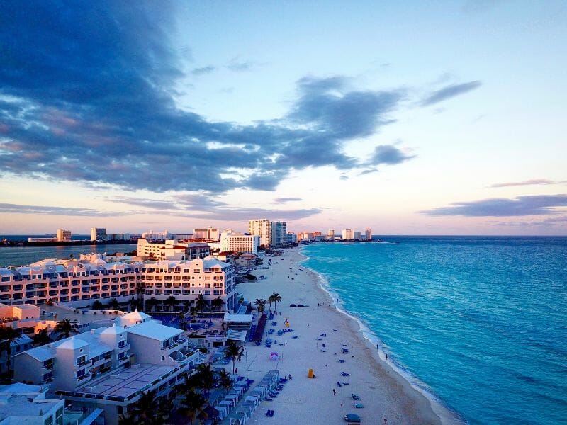 Cancun beach at sunset
