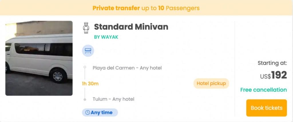 Standard minivan up to 10 pax