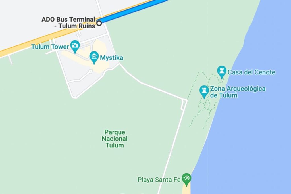 Tulum Zona Archeologica map