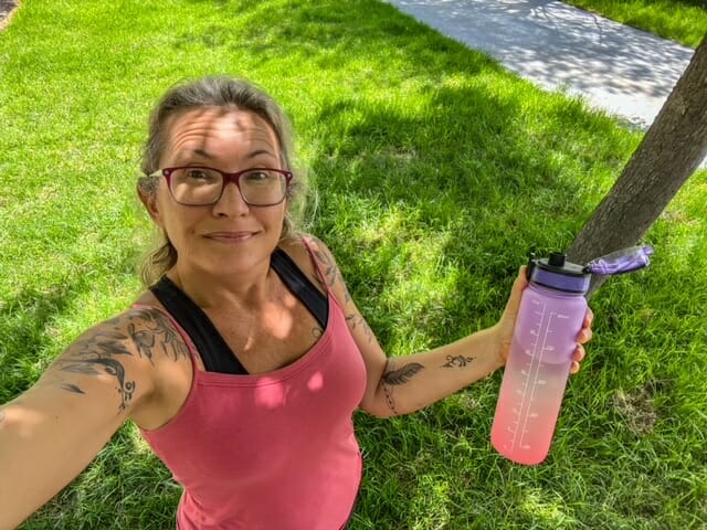 water bottle in my hand