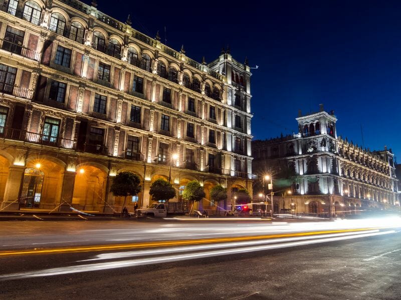Mexico City Zocalo at night