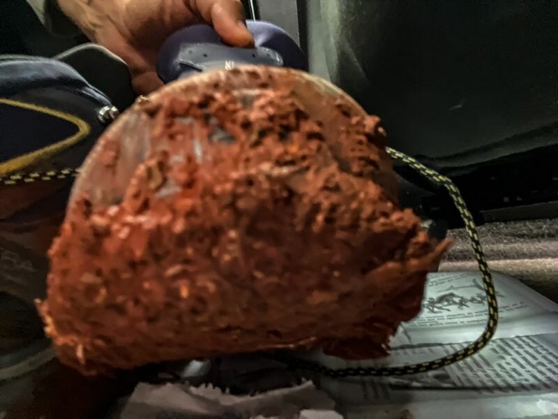 shoe dirty with red soil