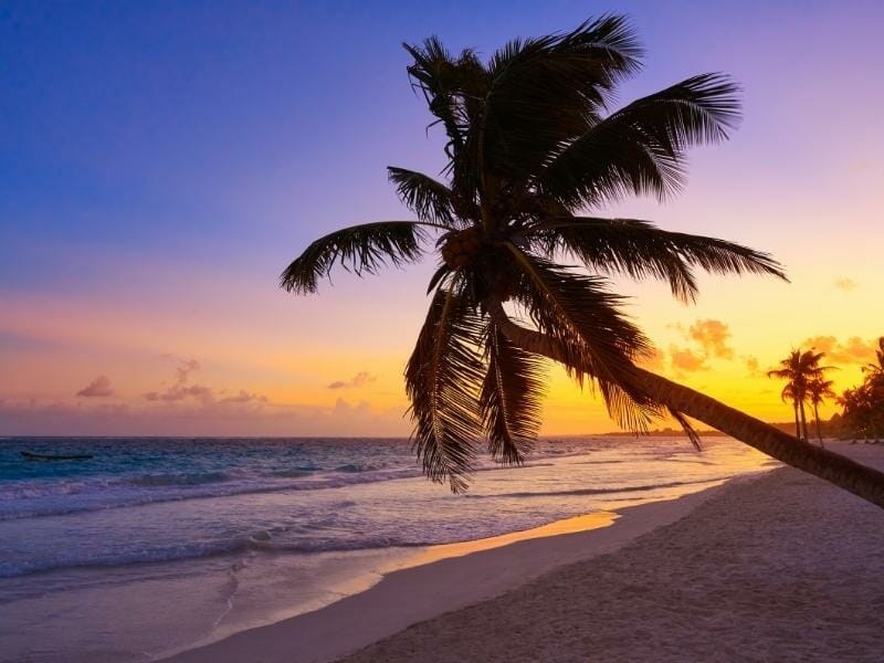 Tulum beach at sunset