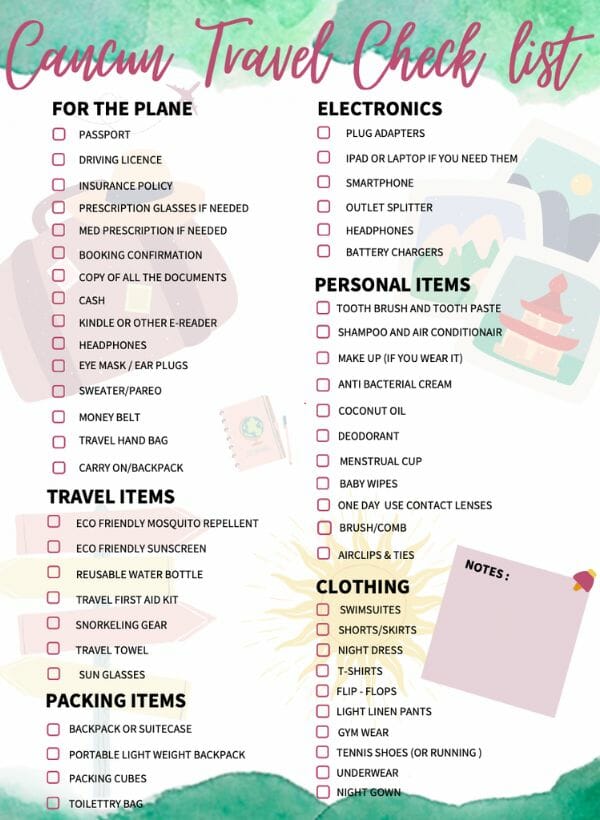 Cancun travel check list