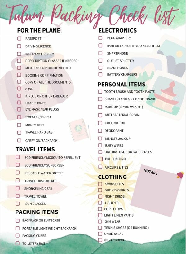 Tulum packing list