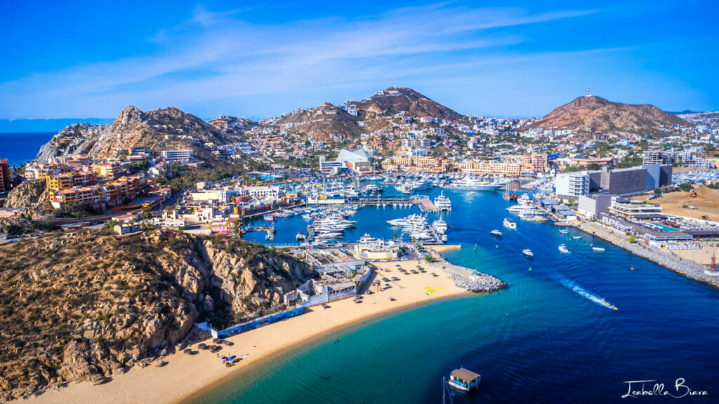cabo marina view from drone
