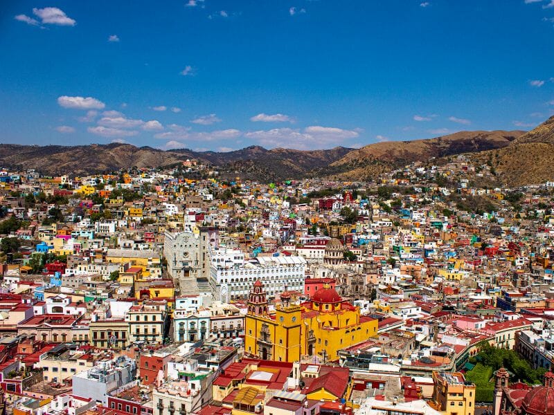 aerial view of the city of Guanajuato in Mexico