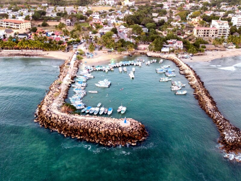Aerial view of a Marina in Punta de Mita