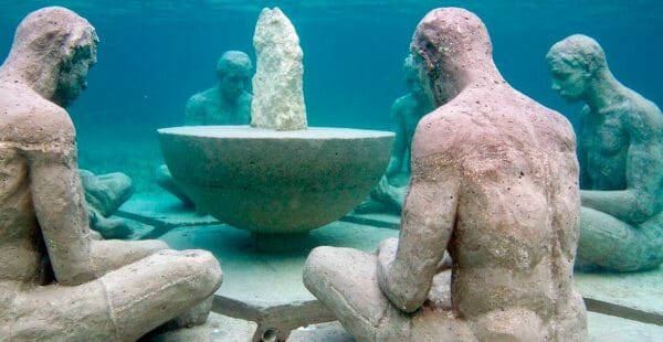 Underwater sculptures in MUSA Cancun