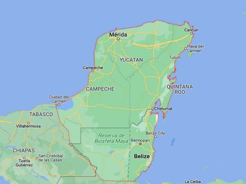 Yucatan peninsula Map