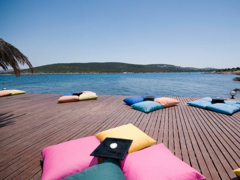 Pillow chairs area beach club